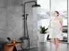 Black Bronze Bathroom Shower Sets 8 Brass Rainfall Head Tub Spout Bath Wall Mounted faucet4325054