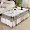 テーブルクロスウェディングレース白い布格子縞のダイニングカバー洗える長方形のマンテル粉塵防止家の装飾パーティーテーブルクロス