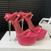 Отсуть обувь сексуальная узкая полоса 16см Ultra High Heels Women Women Sandals Fashion Platform Summer Wedding Prom Chunky Sandalias H240403