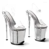 Dance Shoes Women 20CM/8inches PVC Upper Plating Platform Sexy High Heels Sandals Pole 308