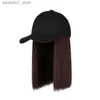 قبعات الكرة قبعات البيسبول الباروكة قبعة بنية فاتحة أسود قصير درجة الحرارة مستقيمة الشعر عالية مع النساء غلاف G5x5Q240403