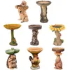 Retro harts Raccoon Birdbath Polyresin Sunflower Bird Bad Feeder Animal Antique Garden Yard Decor Dekor utomhus inomhusprydnader 240322