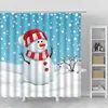 Douchegordijnen Happy Snowman Christmas Curtain Snowflake Santa Claus Jaar Gift Badkamer Waterdicht Bad Home Decor met haak