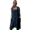 Casual Dresses Pinafore Apron Work Women Dress Cotton Garden Women's Solid Color Spaghetti Strap Plus-size Loose Tank Vestido