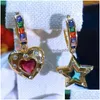 Dungle Chandelier Küpe Siscathy Modaya Modaya Modaya Gizli Lüks Kübik Zirkon Piercing Heart Yıldız Asimetrik Küpe Partisi Balo Balo Dhyz2