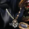 Colares pendentes medievais de alívio francês Vintage Beauty Head Agate Brios de colar