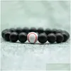 Perles de 10 mm Brands Bracelet Mens Gym Baseball Basketball Rugby Football Turquoise Round Perles Sports Bangles Cadeaux Fashion Natural Dhcpm