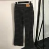 Geborduurde briefbroeken jeans voor vrouwen designer taille keten denim pant straatstijl wijd uitlopende jean broek