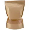 Wrap Prezent 100pcs Brown Stand Up Kraft Paper Torby z przezroczystym oknem rozliczalnym woreczkami dopack opakowanie uszczelka