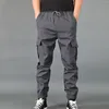 Calça masculina homem cargo de verão coloração sólida bolsos casuais de estilo fino esboço esbelto pant masculino de roupas y2k calças retas