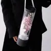 Geschenkwikkeling Bloemboeket Verpakkingsdoos Cilinder Clear Flowers Display met lanyard voor huidige dozen