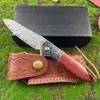 Specialerbjudande A6714 Högkvalitativ flipper fällkniv Damascus stålblad Rosetthandtag Bollbärande snabbt öppna EDC -mappknivar utomhusverktyg