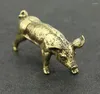 Dekorativa figurer Tea Pet Desk Animal Ornaments Solid Copper Cast Zodiac Pig Ett par forntida bronshantverk
