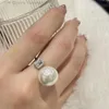 Pierścień Pierścienia Pierścień Mikimoto Pierścień gorący Mikimoto Square Diamond Pearl Pierścień otwierający 925 Srebrny srebrny pearl pearl
