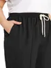 Plus Size Summer DrawString midja Casual Short Solid Black Loose Elastic Pocket Sides Sport Shorts Large 8XL 240322