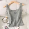 여성 Loewe 탱크 탑 디자이너 여름 슬림 소매 소매 조끼 Camis Croptop 아웃복 탄성 스포츠 니트 탱크 셔츠 6181