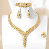 Zeadear Bridal Schmuck Set Nigeria Afrikanische Luxuszirkonien 18K Gold Plated Halsace Armband Ohrring Ring für Frauen Hochzeitsfeier 240401
