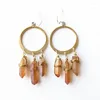 Boucles d’oreilles Dangle Boucles d’oreilles Boho Hoop-Boucles d’oreilles Quartz-Boucles d’oreilles en cristal naturel-Boucles d’oreilles lustre-Boucles d’oreilles en laiton-Cadeau pour femme