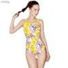 Women's Swimwear 2024 New Quick Drying One Piece Swimsuit Women Jumpsuit Printed High Elasticity Sports Triangle Training Competitive Swimwear Y240402