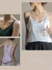 Tanques de mujer camisoles grises para mujeres acetato satén suelto spaghetti staphet camina de tanques sólido moda en v-cuello sexy camis sin respaldo camis