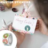 Geschenkwikkel Easter Roll -stickers Round Rabbits Decoratiesticker voor afdichtingskleurig label Party