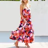 Casual Dresses Holiday Beach Floral Maxi Dress Women Summer Sexig Spaghetti Strap Fashion Loose Cover Up Camis Party Long Long