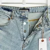Purple brand jeans American high street burr edge hole patch denim shorts mens