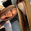 Synthetic Wigs Ishow Highlight P4/27 Wig Straight 13x4 Body Wave Omber Color T Part Pre-Plucked Human Hair Lace Front Wigs