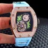 Richardmill Watch Designer da polso Designer di lussuoso uomo orologio meccanico da polso da polso meccanico Skeleton Blue Blue Iced Diamonds