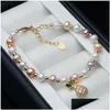 Braccialetti 100% bracciale perle in acqua dolce per donne gioielleria naturale ragazza figlia regalo di compleanno drop drop drop drop dhjjk