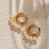 Hoop Ohrringe 18K Gold plattiert Korea Perle Quasten handgefertigtes Messing Bohemian Ohrring Frauen Schmuck nicht getrübt