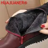 Laarzen Hoge kwaliteit Winter Dames Waterdicht Pluche Warm Korte Vrouwelijke Slip On Casual Enkel Dames Werkschoenen