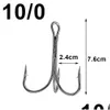 Ganci da pesca Fishhooks 50pcs Big Treble High Carbon Steel Shark Tonco Sighing Triple Anchor Acqua Salta Gancio del gancio Strong 4/010/0 Drop Deli Ot9yb