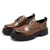 Casual Shoes Mens Business Office Formell klänning Lace-up Derby Shoe Black Brown äkta läderplattform Skodon Zapatos Hombre