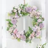 Decorative Flowers 38cm Simulation Wreath Door Hanging Decoration Colorful Display Window Wedding Pography Props Peony Hydrangea Garlands