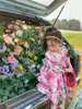 Blumenmädchen Kleid Frühling Kinder lässige Langhülle Fashion Classic Summer Tuch Vestidos für 19T Kinder Outfit 240403