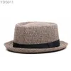 Breide rand hoeden emmer nieuwe lente/zomer vintage dames en heren fedoras top jazz geruite hoed volwassen bowling klassiek chapeau yq240403