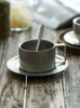 Japanese Industrial Style Vintage Frosted Old 304 Stainless Steel Coffee Cup Saucer and Spoon Set Home Matte Tableware 240326