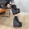 Boots Platform Wedges High Heel Shoes 16cm Black Woman