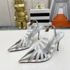 Sandaler klädskor ankelband romerska studs kvinnor sandal slingback retro pumpar lyxig kvalitet designer mitt häl spänne tå äkta läder