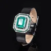 Elegant Jewelry: Imitation Emerald Square Pendant S925 Silver Fashion Accessories