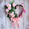 Dekorativa blommor Valentines Day Love Wreath Heart Shaped Artificial Garland Welcome Door Sign Spring Festival Hangings Decorations