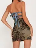 Casual jurken zzlbuf dames y2k strapless buis mini jurk bloemenprint bandeau backless vintage bodycon short sexy clubkleding