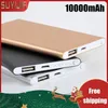 Mobiltelefon Power Banks Nya 10000MAH Ultra Thin Portable Power Bank Fast Charging Externt reservbatteri för iPhone Huawei Mobiltelefon Powerbank 2443