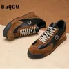 Scarpe casual Primavera Autunno Uomo Scarpe da ginnastica robuste da esterno di alta qualità con bordo in pelle di moda aumentata Stile britannico