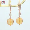 Boucles d'oreilles en peluche Shenjiang Shell de pierre de cristal rond naturel pour femmes Girl Wedding 585 Rose Gold Color Party Bijoux