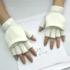 Tricoting Laine sans doigts mitaines couleur continue femme hommes couple gants gants faits à la main à la main à la main à la main et à la demi-doigt gants
