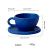 Mugs Handmade Matte Ceramic Coffee Cup With Saucer Set Face Irregular Milk Breakfast Tea Mug Plate Coffeeware