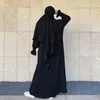 Vêtements ethniques Khimar et Abaya 2 pièces Set Islamic Prayer Garment Femmes Musulman Robe lâche avec poches latérales Hijab deux couches en arrière