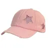 Visores SOEFDIOO AGUJEROS VINTAGE Gat de béisbol Fashion Punk Star Bordery Sun 2024 Summer Y2K High Street Peaked Cap